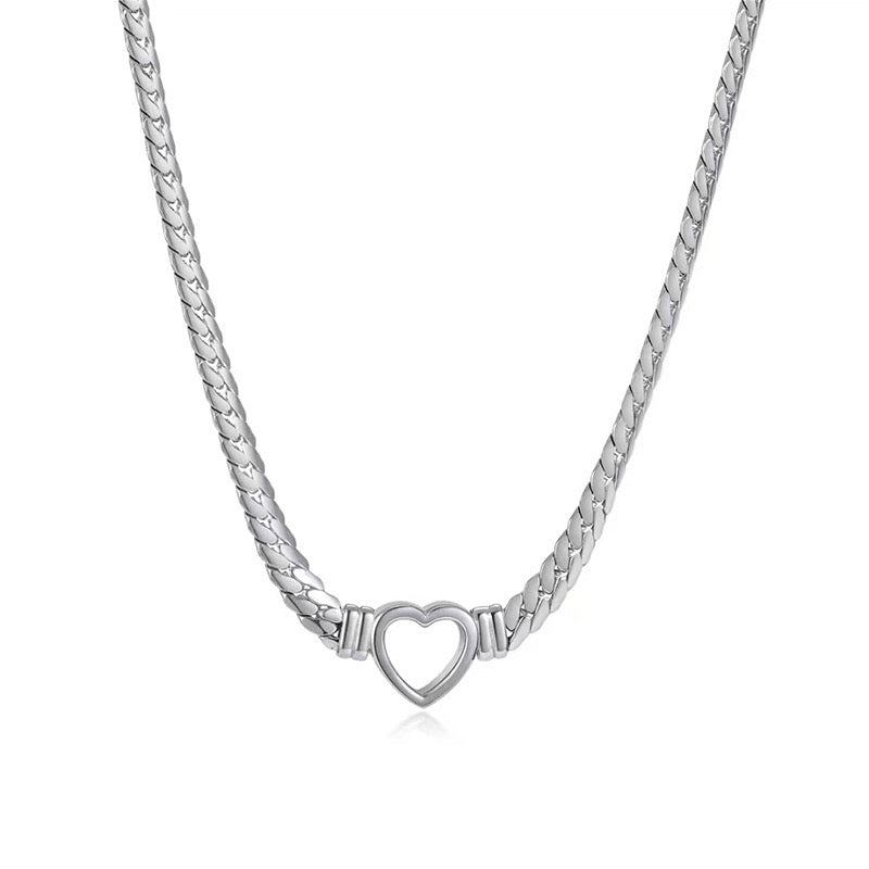 Collier " Heart" argent💖